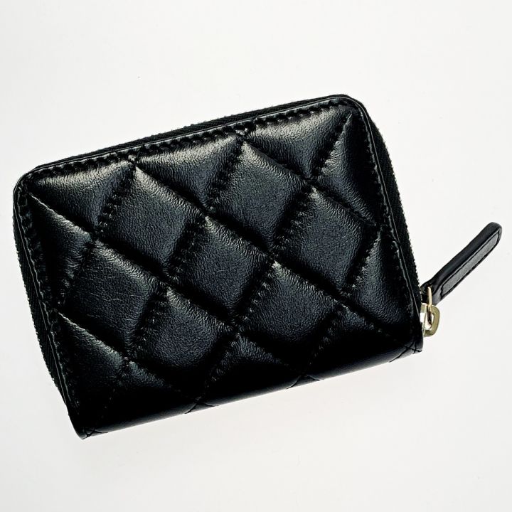 中古】 CHANEL シャネル ジップコインパース ブラック ココマーク ...