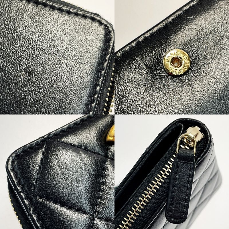 中古】 CHANEL シャネル ジップコインパース ブラック ココマーク ...