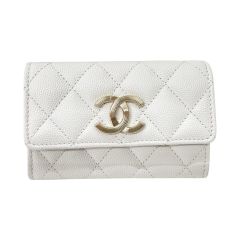  CHANEL シャネル 財布 コインケース ココマーク スモールフラップ キャビアスキン ホワイト Aランク