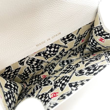  CHANEL シャネル 財布 コインケース ココマーク スモールフラップ キャビアスキン ホワイト