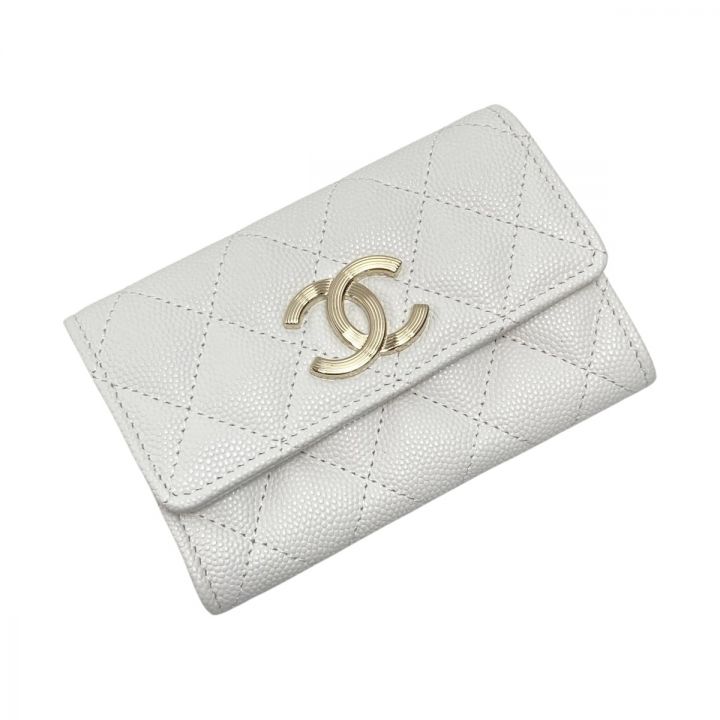 CHANEL シャネル ココマーク スモールフラップ コインケース ホワイト キャビアスキン 財布｜中古｜なんでもリサイクルビッグバン