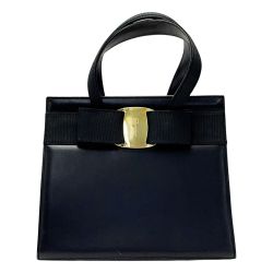 ☆☆ Salvatore Ferragamo サルヴァトーレフェラガモ ヴァラ BA-214178 ブラック ハンドバッグ レザー レディース 布袋有 Bランク