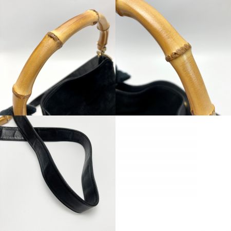  GUCCI グッチ バンブー 2WAYバッグ 001･2058 ブラック スウェード×レザー ハンドバッグ ショルダーバッグ