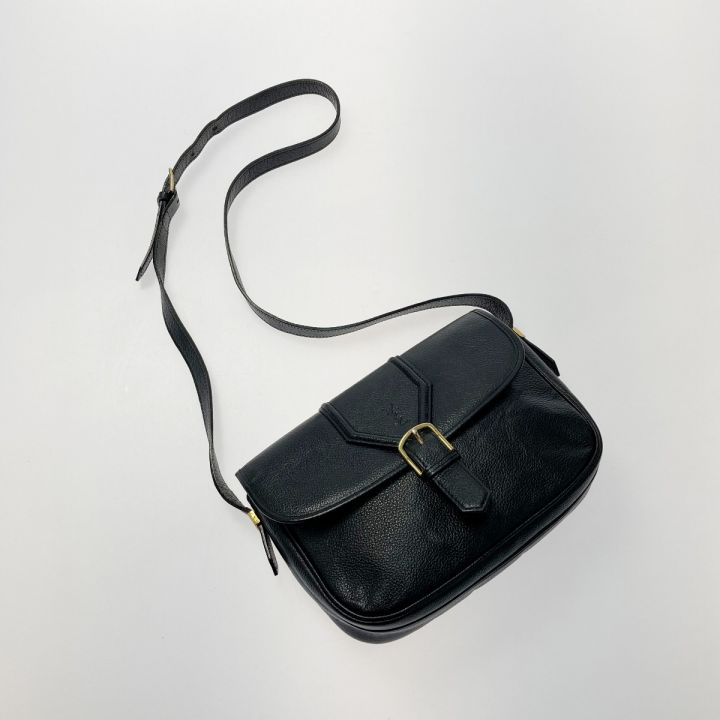 Yves Saint Laurent イブサンローラン YSLロゴ ショルダーバッグ ブラック レザー ヴィンテージ｜中古｜なんでもリサイクルビッグバン