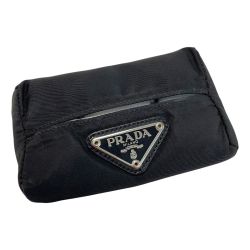 ☆☆ PRADA プラダ ナイロン ブラック ポケットティッシュケース Cランク