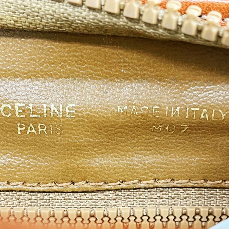 中古】 CELINE セリーヌ マカダム ベージュ×ブラウン クラッチバッグ