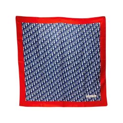 ☆☆ Christian Dior クリスチャンディオール トロッター スカーフ ネイビー×レッド シルク100％ Cランク