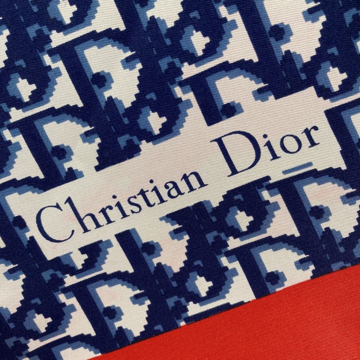 Christian Dior クリスチャンディオール トロッター スカーフ ネイビー×レッド シルク100％｜中古｜なんでもリサイクルビッグバン