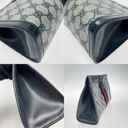  GUCCI グッチ GG シェリーライン クラッチバッグ ネイビー ×グレー シェリー セカンドバッグ PVC×レザー PARFUMS