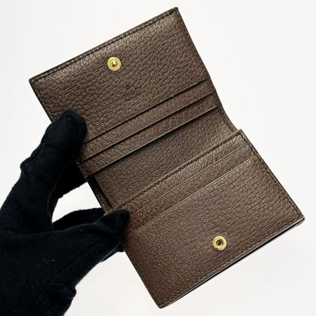  GUCCI グッチ オフィディア マーモント GGスプリーム 523155 ブラウン系 2つ折り財布 レザー レディース ゴールド金具
