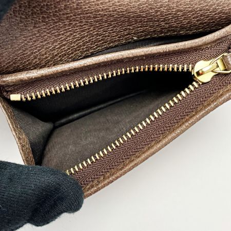  GUCCI グッチ オフィディア マーモント GGスプリーム 523155 ブラウン系 2つ折り財布 レザー レディース ゴールド金具