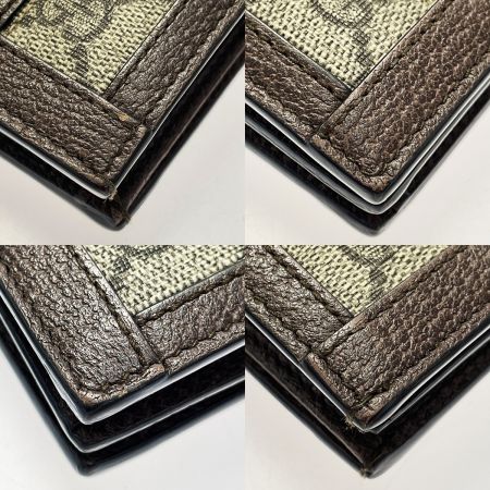  GUCCI グッチ オフィディア マーモント GGスプリーム 523155 ブラウン系 2つ折り財布 レザー レディース ゴールド金具