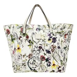 ☆☆ GUCCI グッチ チルドレンズ 284721 フローラル/アイボリー ミニトートバッグ レディース キャンバス チャーム付 Bランク