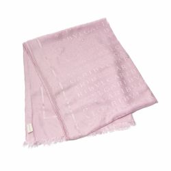 ☆☆ BVLGARI ブルガリ ロゴマニア ストール ピンク シルク60％ ウール40％ ショール Bランク