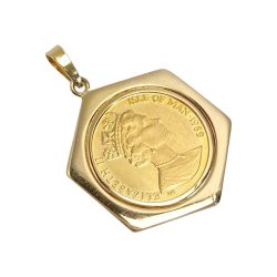 ☆☆  マン島 エンジェル 1/20オンス 金貨 コイン ペンダントトップ K22 K18 エリザベス2世 1989年 Bランク