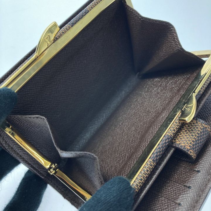 ルイヴィトンダミエエベヌポルトフォイユヴィエノワがま口財布2つ折り
