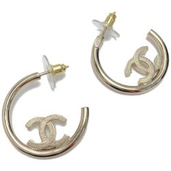 ☆☆ CHANEL シャネル ココマーク フープ ピアス ｺｺﾏｰｸﾌｰﾌﾟ GP メタル Bランク