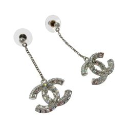☆☆ CHANEL シャネル ココマーク クリスタル スイング ピアス A63084 シルバー ラインストーン Bランク