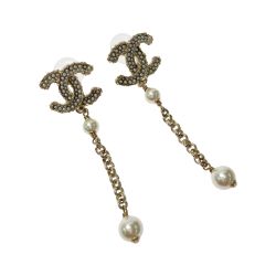 ☆☆ CHANEL シャネル ココマーク フェイクパール ピアス B20C ゴールド Aランク