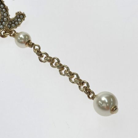  CHANEL シャネル ココマーク フェイクパール ピアス B20C ゴールド