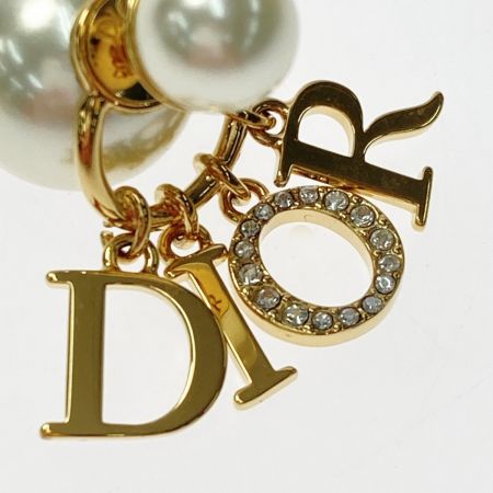 Christian Dior クリスチャンディオール トライバル ピアス Oスクラブレジンパール GP フェイクパール ラインストーン