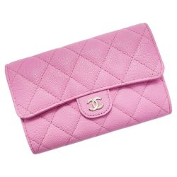 ☆☆ CHANEL シャネル マトラッセ タイムレスクラシック ライン AP0232 ライトピンク 3つ折り財布 キャビアスキン レディース Aランク