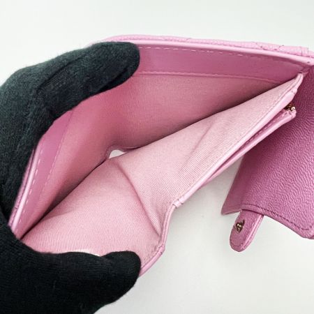  CHANEL シャネル マトラッセ タイムレスクラシック ライン AP0232 ライトピンク 3つ折り財布 キャビアスキン レディース