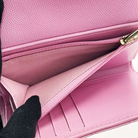  CHANEL シャネル マトラッセ タイムレスクラシック ライン AP0232 ライトピンク 3つ折り財布 キャビアスキン レディース