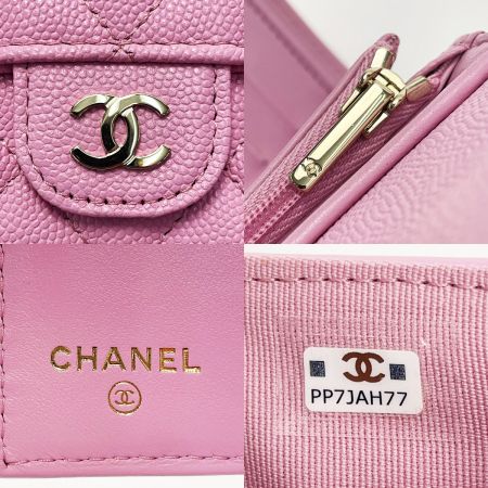  CHANEL シャネル マトラッセ タイムレスクラシック ライン AP0232 ライトピンク 3つ折り財布 キャビアスキン レディース