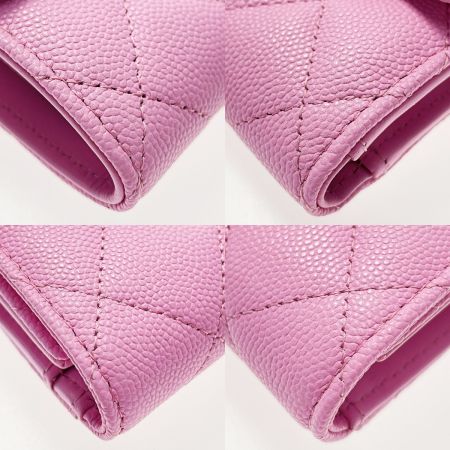  CHANEL シャネル マトラッセ タイムレスクラシック ライン AP0232 ライトピンク 3つ折り財布 キャビアスキン レディース