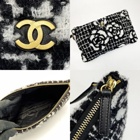  CHANEL シャネル シャネル22 ブラック×ホワイト チェーントートバッグ ツイード レディース ゴールド金具