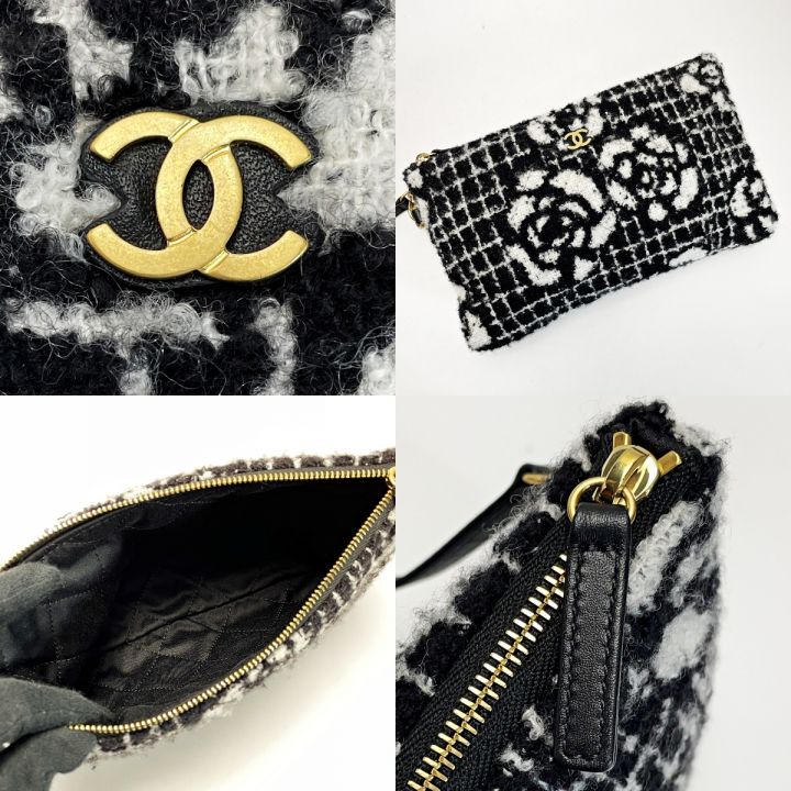 CHANEL シャネル シャネル22 ブラック×ホワイト チェーントートバッグ ツイード レディース ゴールド金具｜中古｜なんでもリサイクルビッグバン