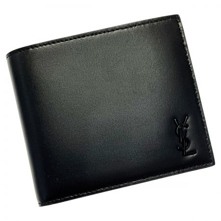  SAINT LAURENT(Yves Saint Laurent) TINY 610193 ブラック 2つ折り財布 レザー メンズ 箱・布袋有