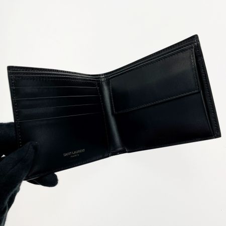  SAINT LAURENT(Yves Saint Laurent) TINY 610193 ブラック 2つ折り財布 レザー メンズ 箱・布袋有