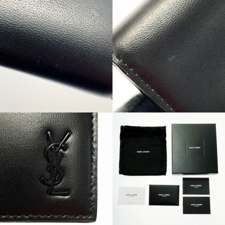  SAINT LAURENT(Yves Saint Laurent) TINY 610193 ブラック 2つ折り財布 レザー メンズ 箱・布袋有