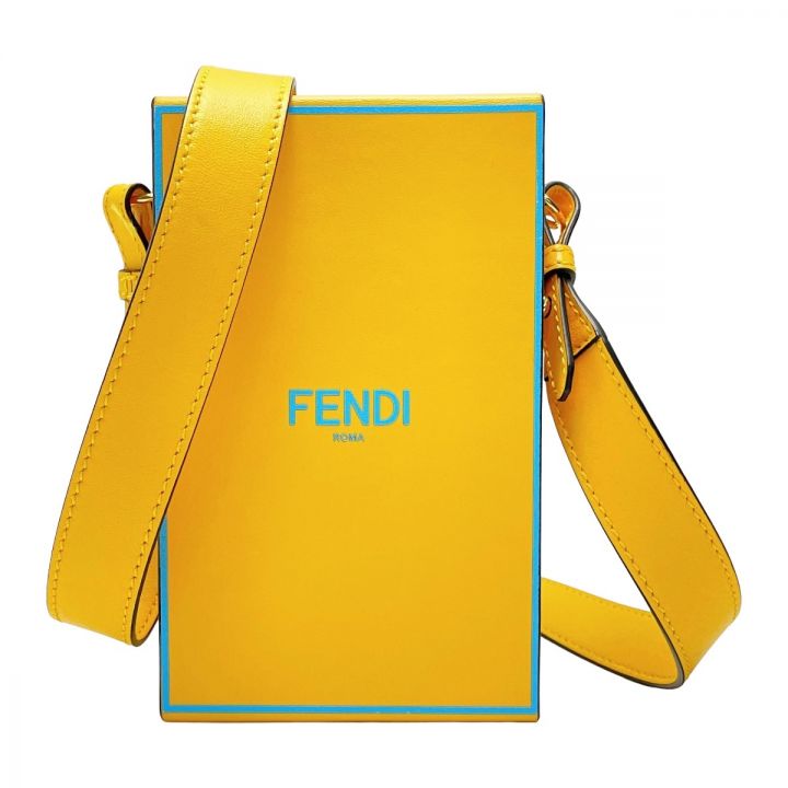 FENDI フェンディ ボックス型ショルダーバッグ 8BT339ADP6F1EEV イエロー レディース レザー ゴールド金具  布袋有｜中古｜なんでもリサイクルビッグバン