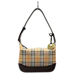 ☆☆ BURBERRY バーバリー ハンドバッグ キャメル×ブラウン セミショルダーバッグ レディース ゴールド金具 Bランク