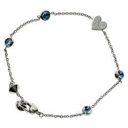 ☆☆ GUCCI グッチ ハートタグ ブルー×シルバー ブレスレット ブルートパーズ シルバー925 レディース アクセサリー Bランク
