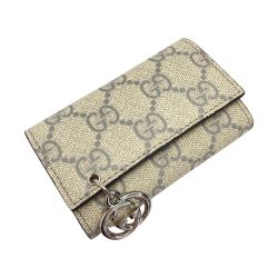 ☆☆ GUCCI グッチ GG チャーム付き 6連キーケース 212111 グレー PVC 箱有 Aランク