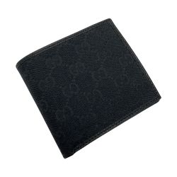 ☆☆ GUCCI グッチ GGキャンバス 2つ折り財布 04862 ブラック キャンバス×レザー Aランク