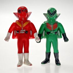 ☆☆  ポピー 秘密戦隊ゴレンジャー アカレンジャー ミドレンジャー ソフビ 2体セット 当時物 昭和レトロ Cランク