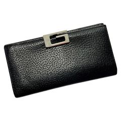  GUCCI グッチ 2つ折り長財布 035・1408・2097 ブラック ピグスキン レザー レディース シルバー金具 Bランク