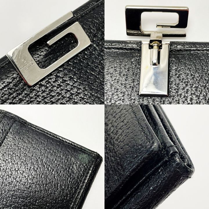 GUCCI グッチ 2つ折り長財布 035・1408・2097 ブラック ピグスキン レザー レディース  シルバー金具｜中古｜なんでもリサイクルビッグバン