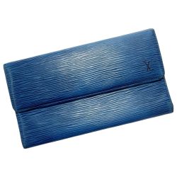 ☆☆ LOUIS VUITTON ルイヴィトン エピ ポルトトレゾール インターナショナル M63385 ブルー 3つ折り長財布 メンズ ゴールド金具 Cランク