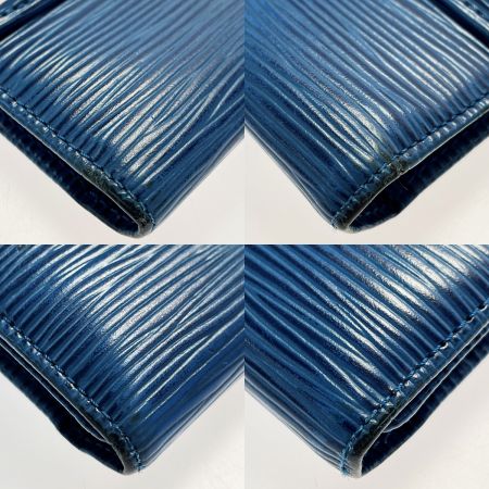  LOUIS VUITTON ルイヴィトン エピ ポルトトレゾール インターナショナル M63385 ブルー 3つ折り長財布 メンズ ゴールド金具