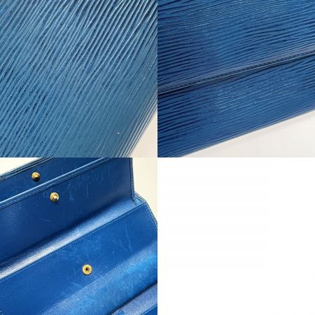  LOUIS VUITTON ルイヴィトン エピ ポルトトレゾール インターナショナル M63385 ブルー 3つ折り長財布 メンズ ゴールド金具