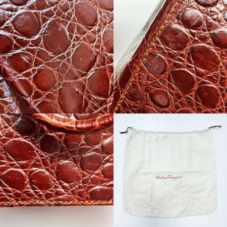  Salvatore Ferragamo サルヴァトーレフェラガモ ヴァラ AQ-215676 ボルドー 巾着 リュック レザー レディース 布袋有