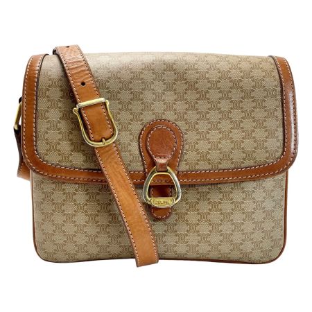  CELINE セリーヌ マカダム柄 ショルダーバッグ ポシェット 斜め掛 レディース ゴールド金具