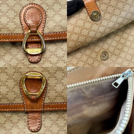  CELINE セリーヌ マカダム柄 ショルダーバッグ ポシェット 斜め掛 レディース ゴールド金具