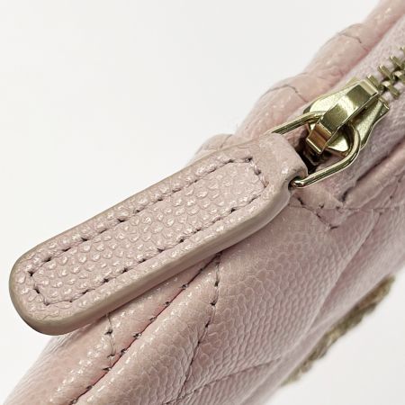  CHANEL シャネル マトラッセ ピンク コインケース 小銭入れ キャビアスキン レディース ゴールド金具